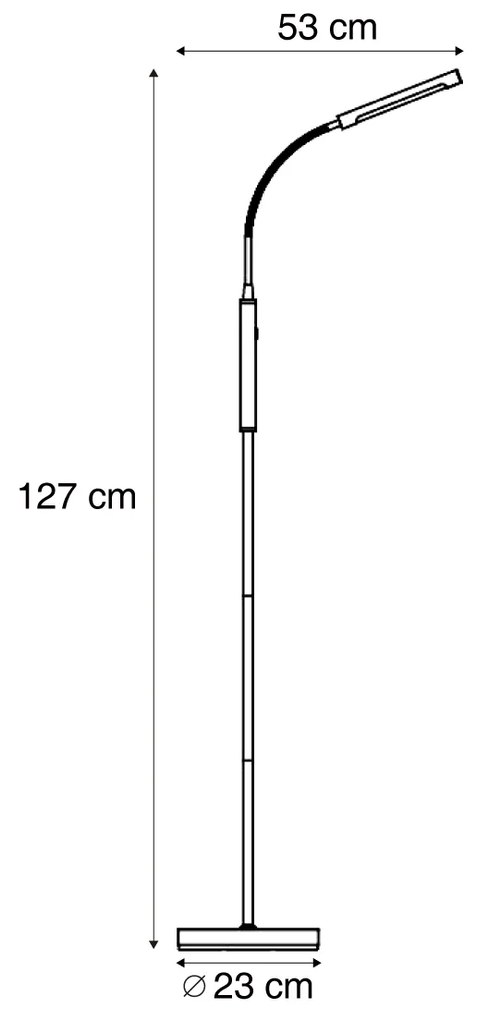 Nowoczesna lampa podłogowa czarna z wbudowaną diodą LED, 3-stopniowa, ściemnialna, ładowalna - Statler Nowoczesny Oswietlenie wewnetrzne