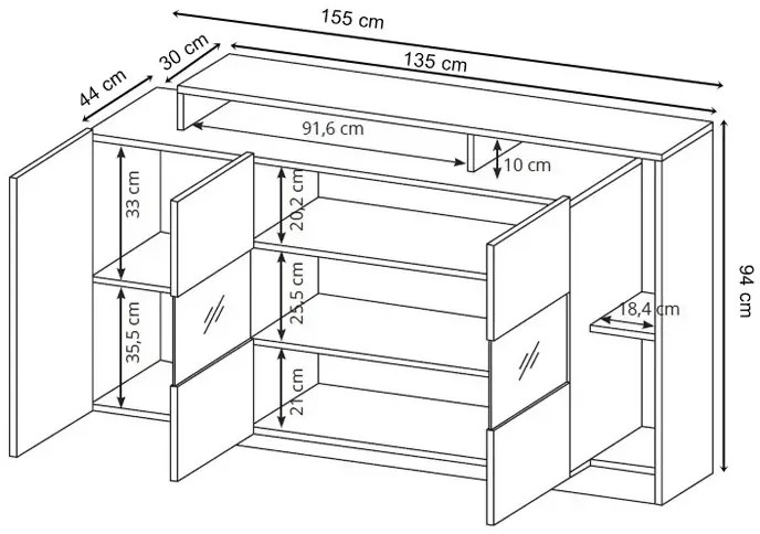 Komoda dąb craft złoty + antracyt - Santalo 3X