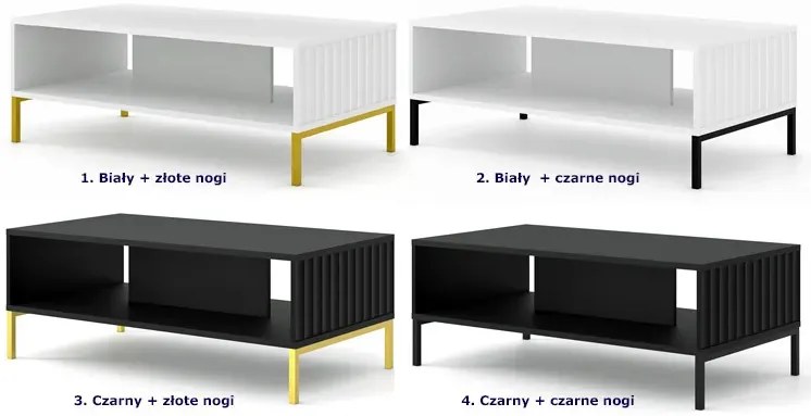 Lamelowy stolik kawowy glamour czarny mat H7-Z71