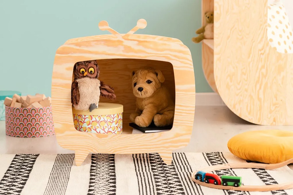 Drewniany regał dziecięcy telewizor A9-F66