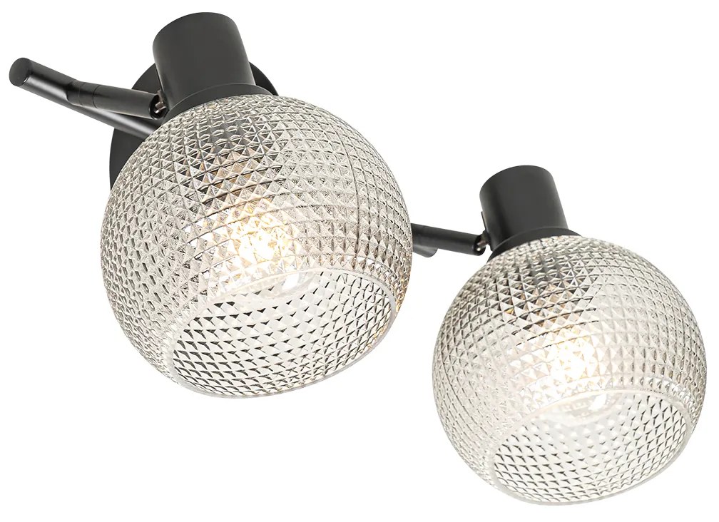 Designerski reflektor czarny z dymionym szkłem 2-światła - ChicoDesignerski Oswietlenie wewnetrzne