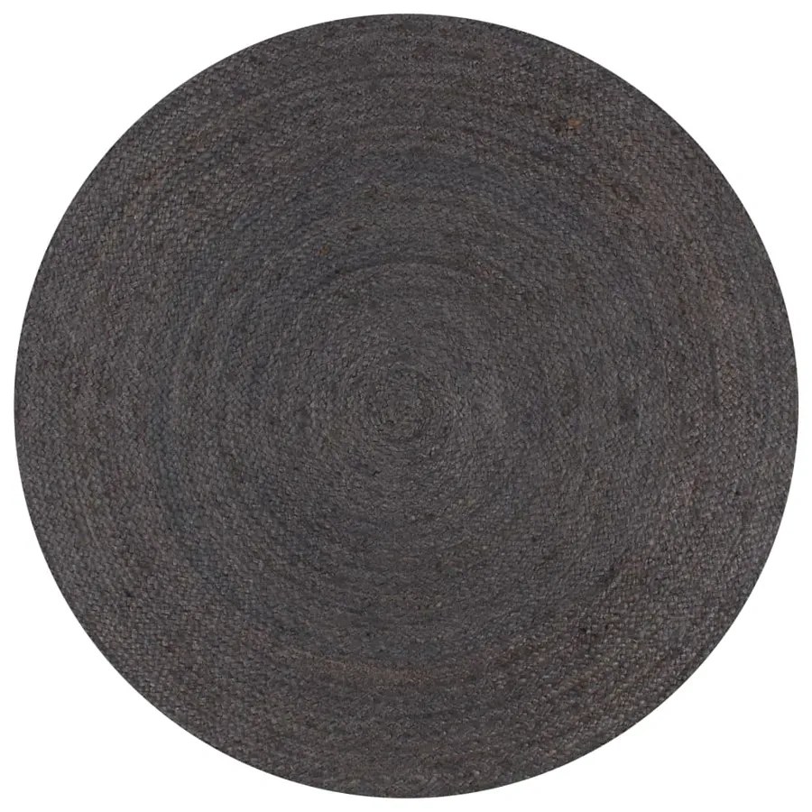Okrągły Ciemnoszary Dywan Z Juty 90 Cm N1-P66