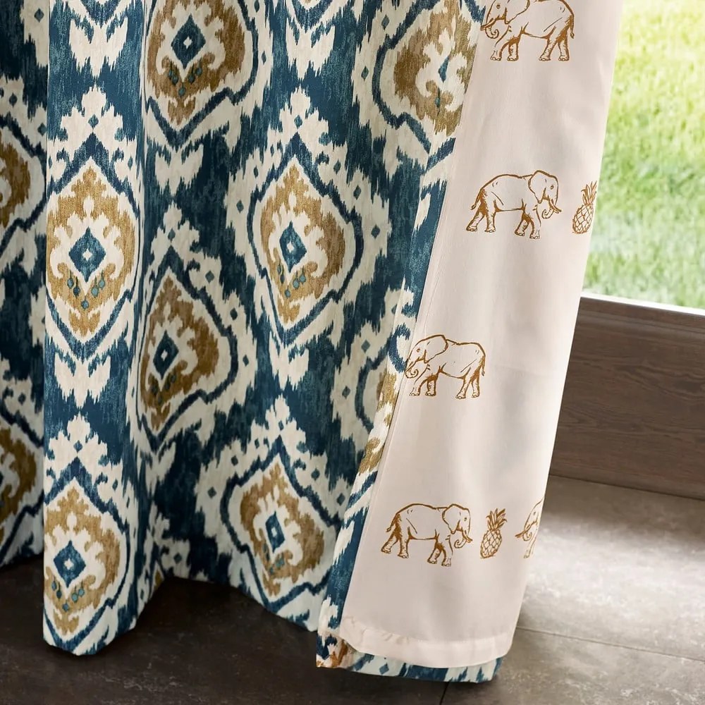 Niebieskie zasłony zestaw 2 szt. 117x229 cm Suri Geo – Pineapple Elephant