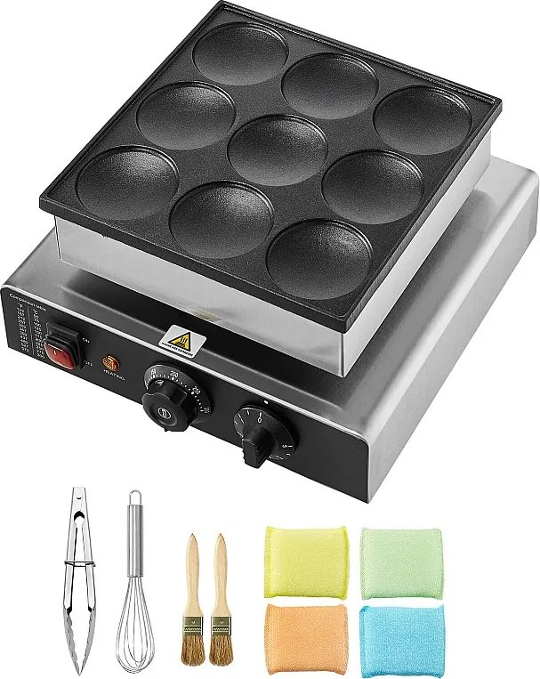 Gofrownica SucceBuy 9 Sztuk 76 mm Komercyjna Maszyna do Holenderskich Naleśników Dorayaki 850 W Nieprzywierająca