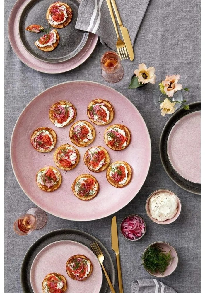 Różowy/szary kamionkowy talerz ø 27 cm Gastro Grey/Light Pink – Bitz