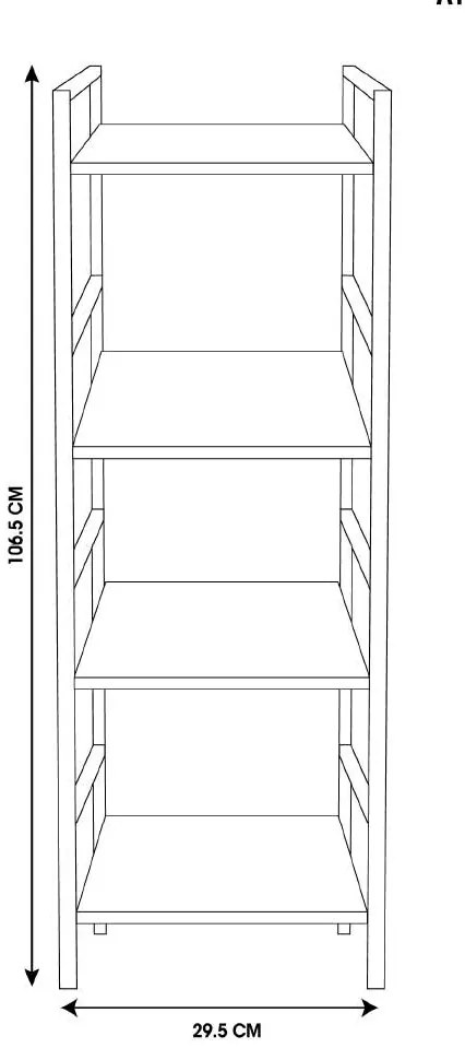 Metalowy regał do salonu z 4 półkami z MDF, 29,5 x 23,5 x 106,5 cm