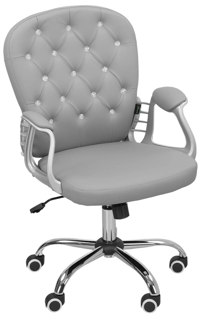 Vinsetto Fotel biurowy, Ergonomiczny fotel biurowy z podłokietnikami, Wyściełane oparcie, Jasnoszary