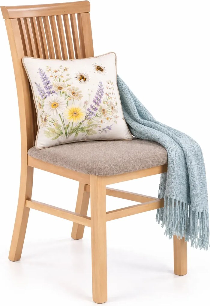 Klasyczne tapicerowane krzesło drewniane dąb artisan + jasny brąz L2-N53