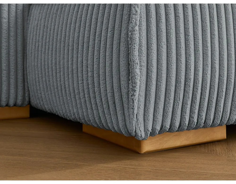 Ciemnoszara sztruksowa rozkładana/ze schowkiem sofa 244 cm Chelsea – Bobochic Paris