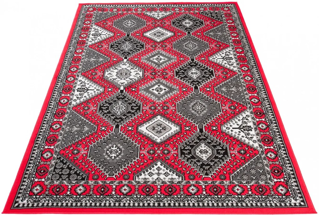 Czerwony prostokątny dywan w stylu retro H6-W60