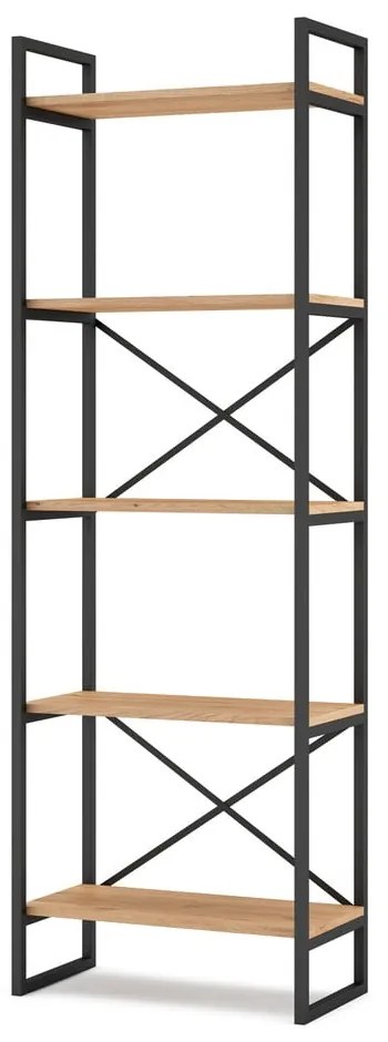 Czarno-naturalny regał w dekorze dębu 58x175 cm Dusan – Marckeric