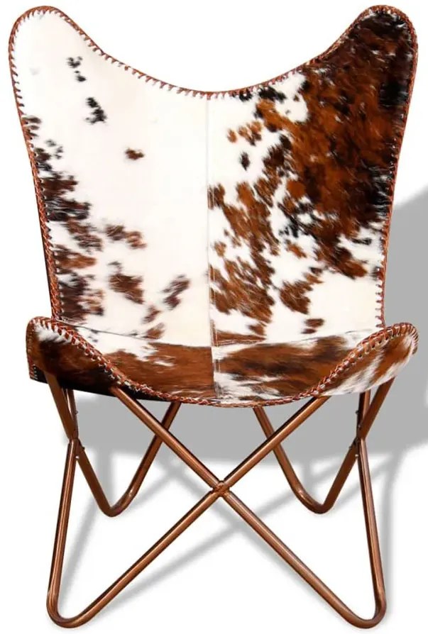 Brązowo biały fotel butterfly retro C1-L33