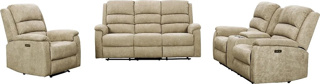 Kanapa z funkcją relax 3+2+1 osobowa tkaniny taupe NEVERS