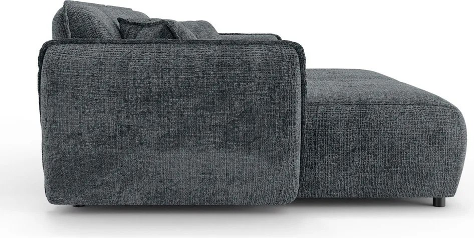 Ciemnoszara sofa z tkaniny szenilowej z szezlongiem 252 cm Nelia Big – Ropez