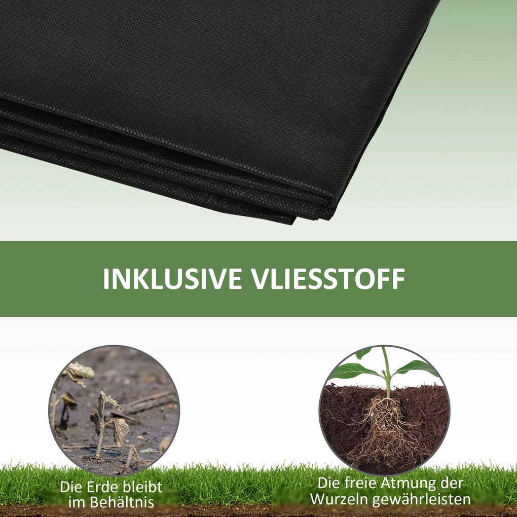 Outsunny Skrzynka na kwiaty z drewna naturalnego Duża sadzarka ogrodowa z 2 miejscami na warzywa 244x615x27cm | Aosom PL