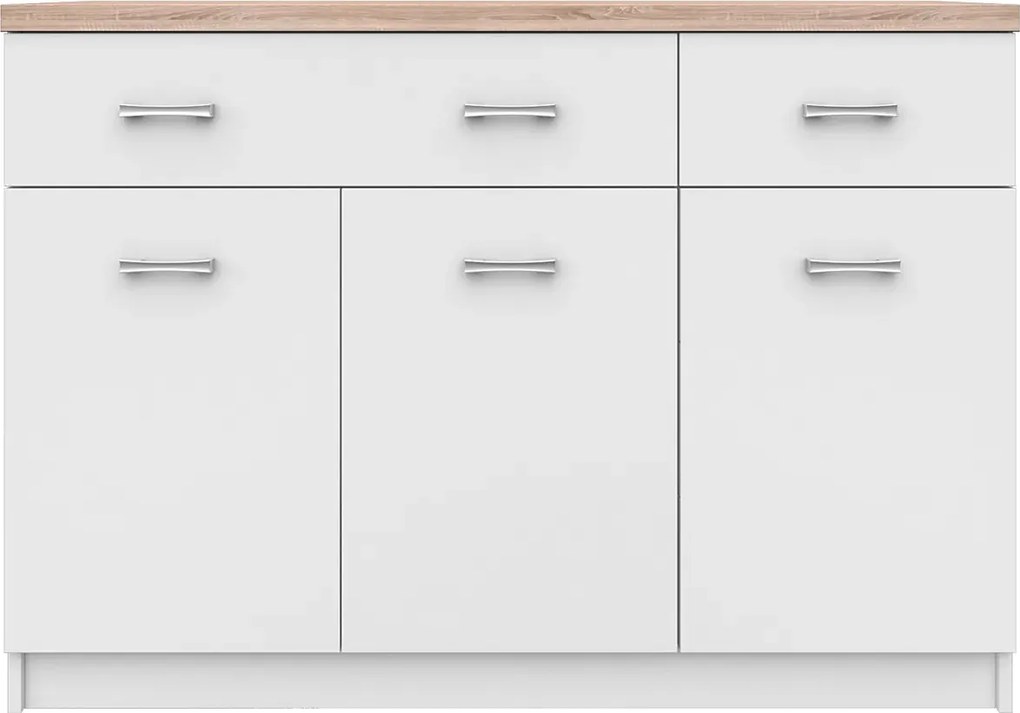 Biała Komoda Z Szafkami I 2 Szufladami 120 Cm E9-C96
