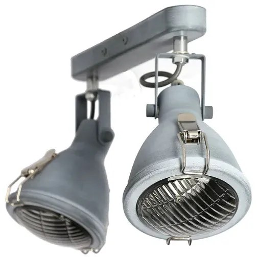 Szara lampa sufitowa dwa reflektory na listwie K6-M24