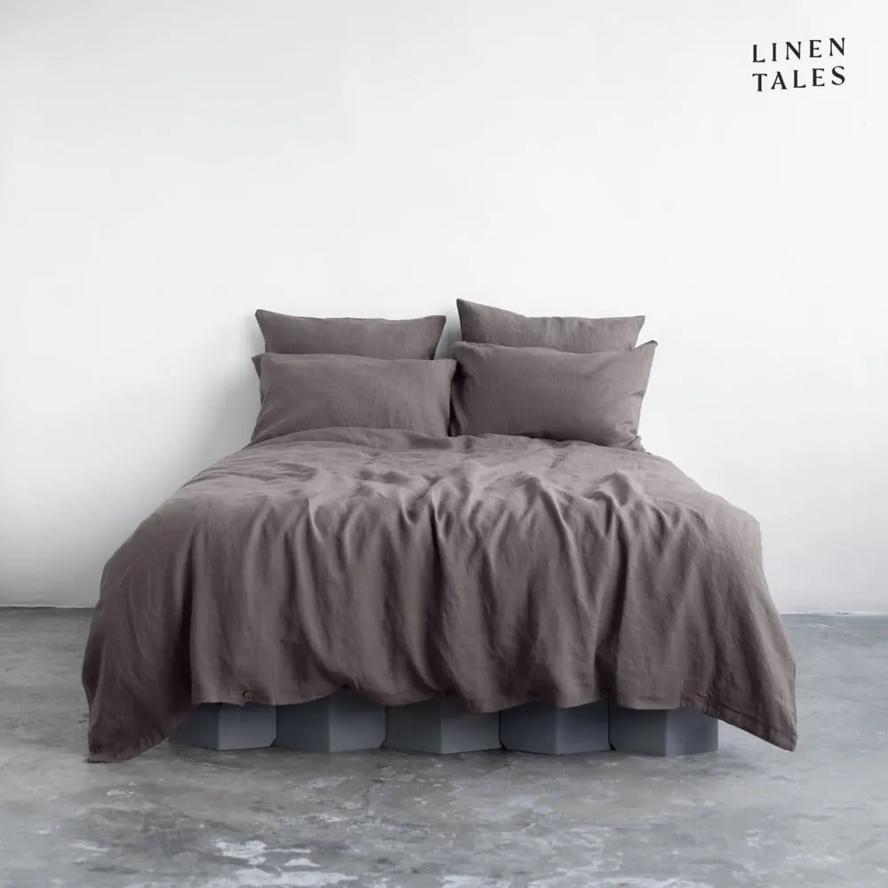 Ciemnoszara lniana pościel dwuosobowa 200x200 cm – Linen Tales