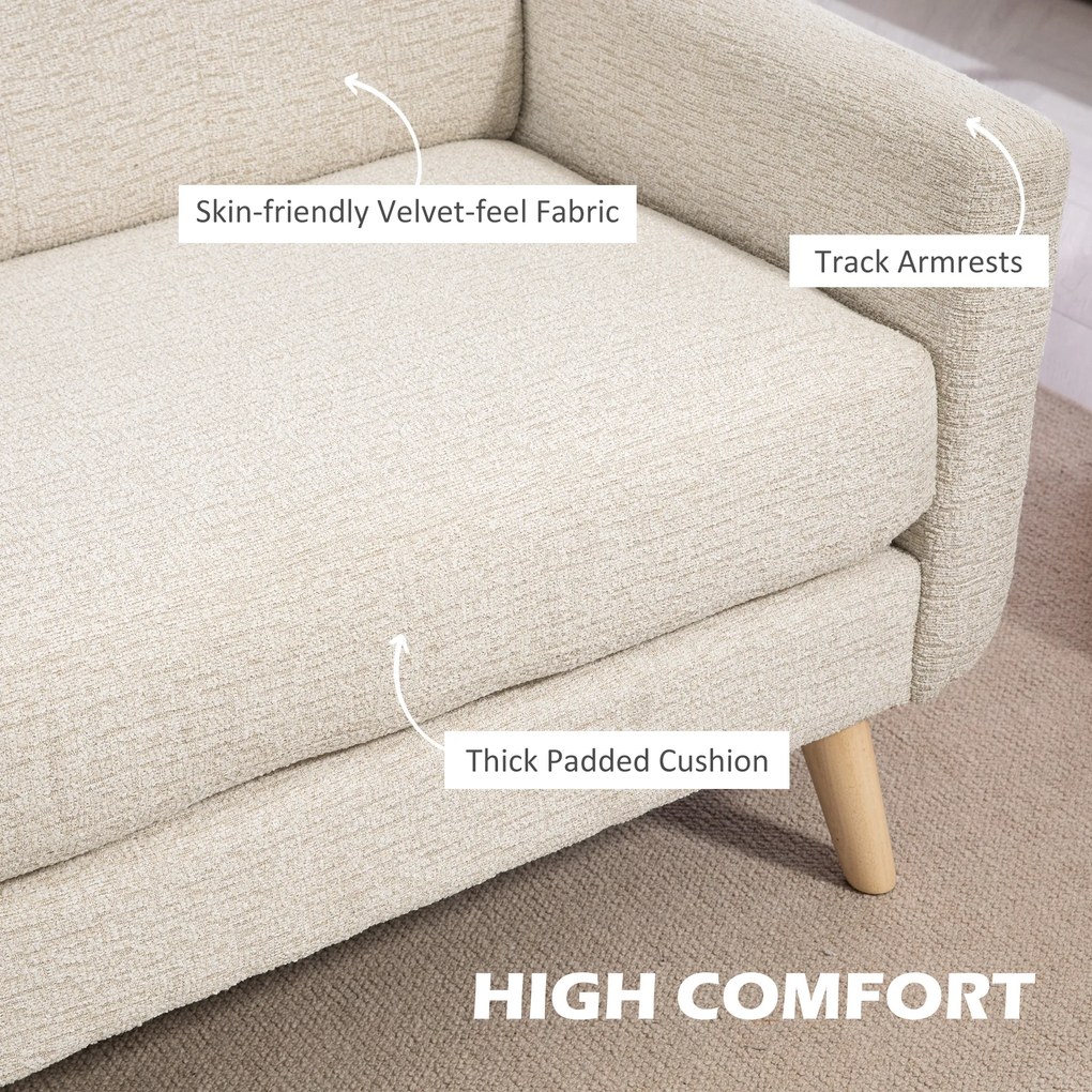HOMCOM Sofa Dwuosobowa, Komfortowa, 134x71x82 cm, Beżowa