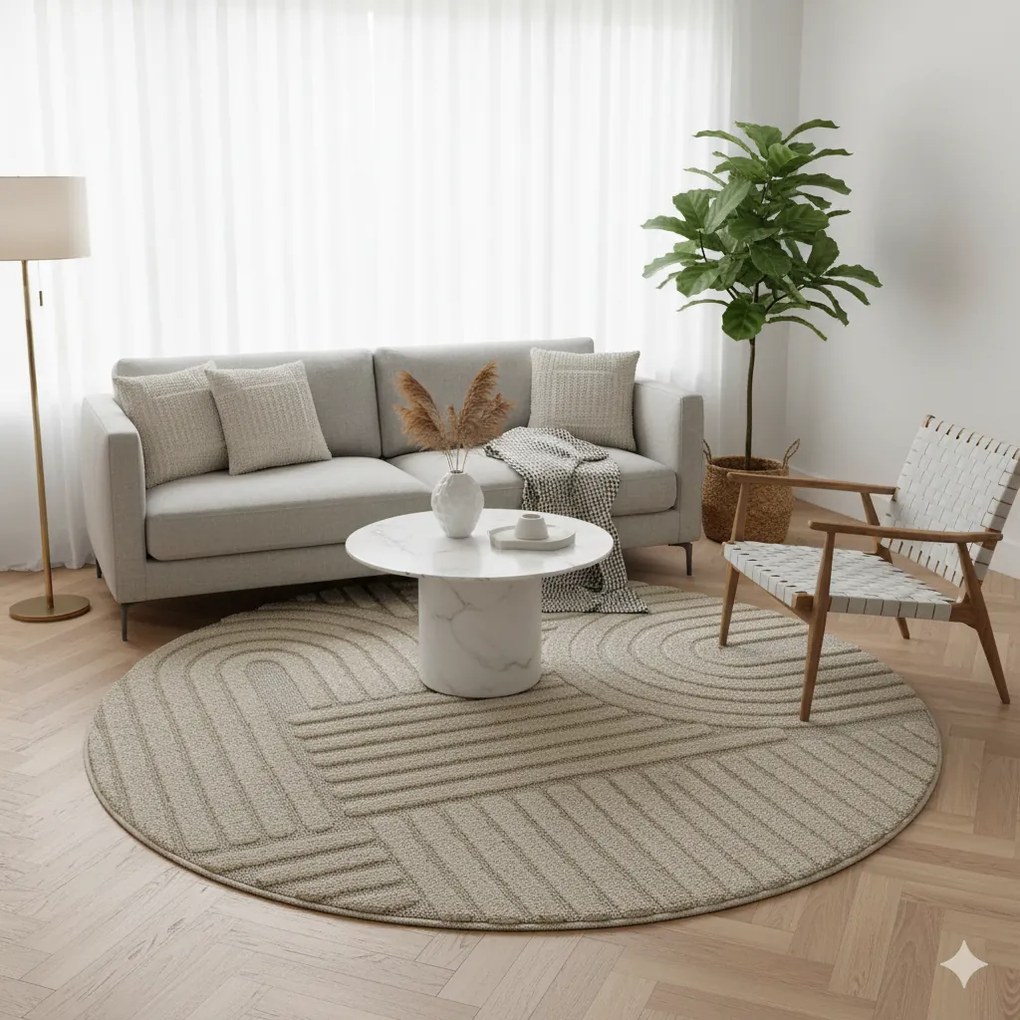 Dywan nowoczesny Art 3D bezowy 200 cm x 200 cm koło