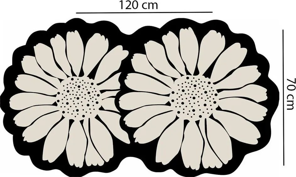 Czarno-kremowy dywanik łazienkowy 70x120 cm Flor Extrana – Foutastic