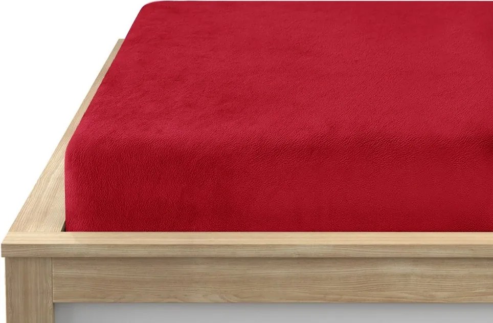 PrzytulneMieszkanie.pl Prześcieradło z mikropluszu SOFT 180x200 cm ciemnoczerwony