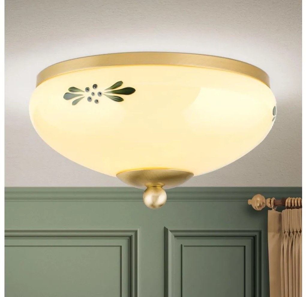 Orion DL 7-672 - Plafon LANDHAUS 1xE27/60W/230V śr. 21 cm mosiądz/beżowy