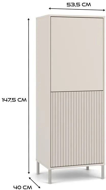 Kaszmirowa komoda na nóżkach z lamelami - Valdi 5X