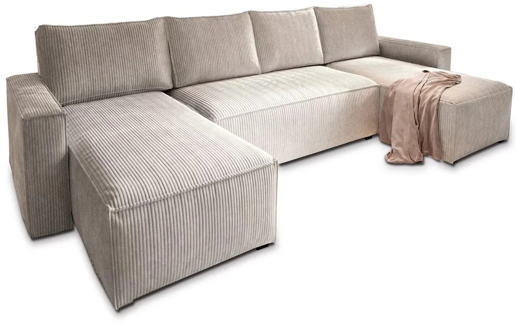 Jasnobeżowy narożnik w kształcie U SMART COSARO 295x140 cm