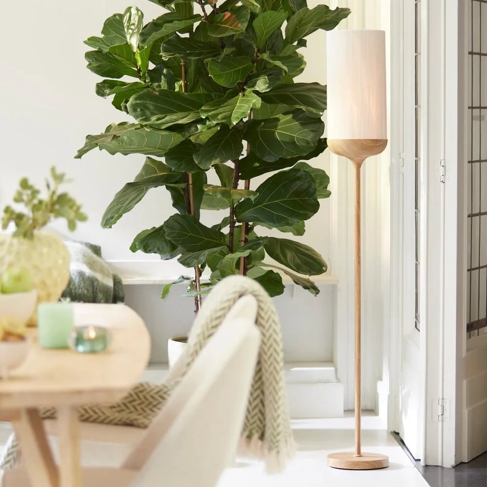 Lampa stojąca w naturalnym kolorze z tekstylnym kloszem (wysokość 159 cm) Dania – Light &amp; Living