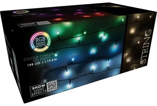 Świąteczny łańcuch LED RGB z pilotem 198 diod LED, kolorowy, 19,8 m