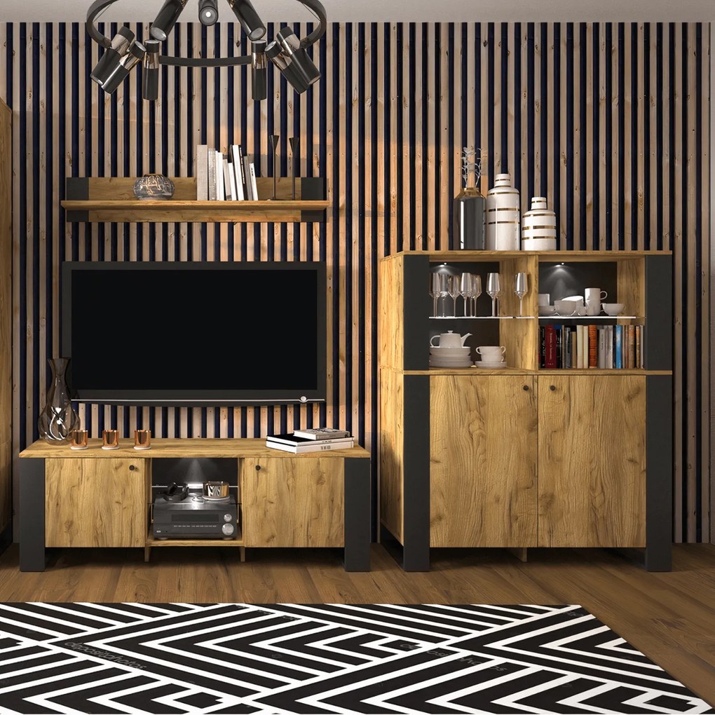 Komoda Dwudrzwiowa do Salonu ERISA 106 cm Dąb Craft/Złoty Loft