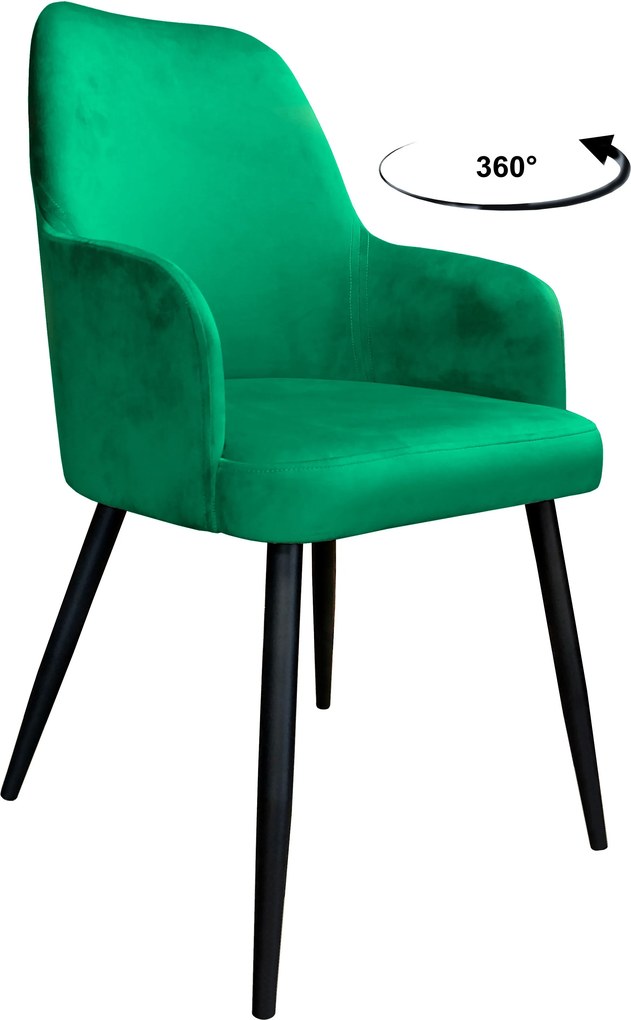 Krzesło WESTA tkanina Welur noga metalowa elegancki styl loftowy : Kolor nogi - Czarna stożek, Kolor tkaniny - VELVET - MG25, Typ siedziska - Siedzisko obrotowe 360°