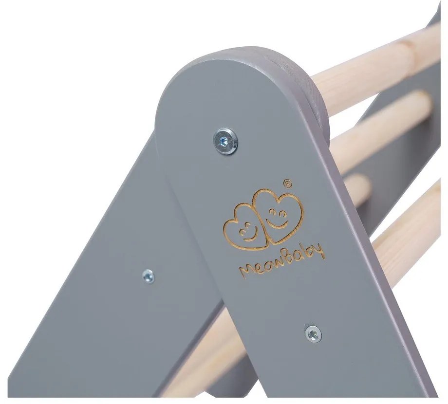 Szara drabinka pikler z litego drewna sosnowego 60x60x60 cm Montessori – Meowbaby