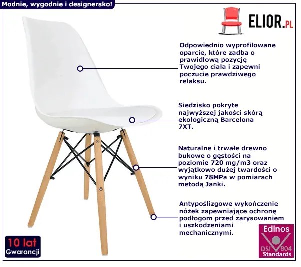 Białe krzesło skandynawskie - Omaron 2X