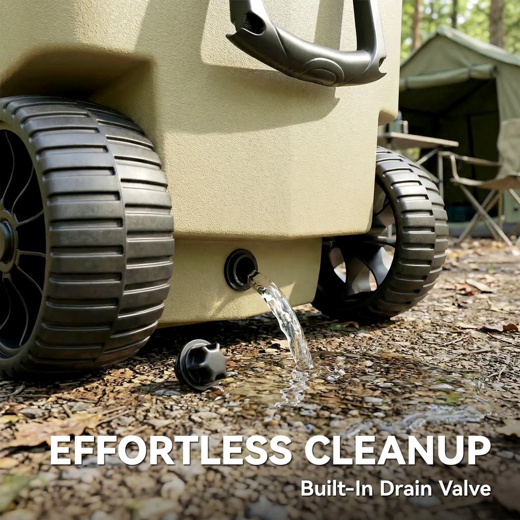 Outsunny Lodówka Turystyczna 70L Duża Pasywna Termobox do 72 Godz. Chłodzenia, z Izolacją PU Kółkami Zaworem Spustowym Uchwyt | Aosom PL