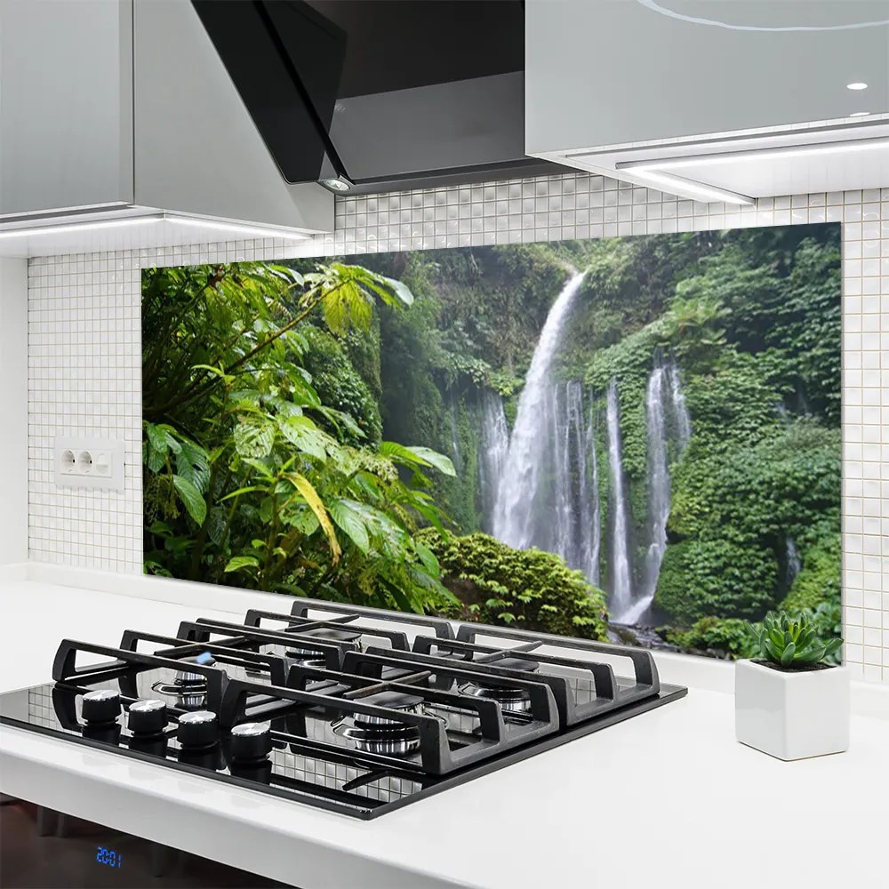 Szkło do Kuchni na Ścianę Orzeźwiający Wodospad Leśny