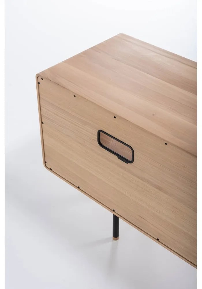 Czarno-naturalna szafka pod TV z litego drewna dębowego 150x64 cm Fina – Gazzda
