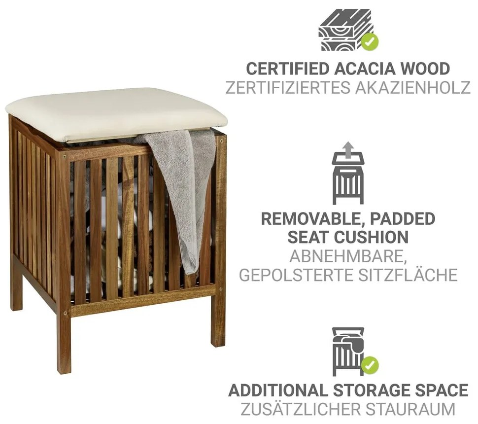 Drewniany kosz na pranie w ciemnym naturalnym kolorze 38 l Fondi – Wenko