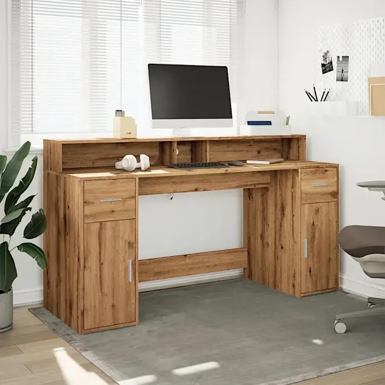 Biurko podświetlane 160 cm dąb artisan D9-A74