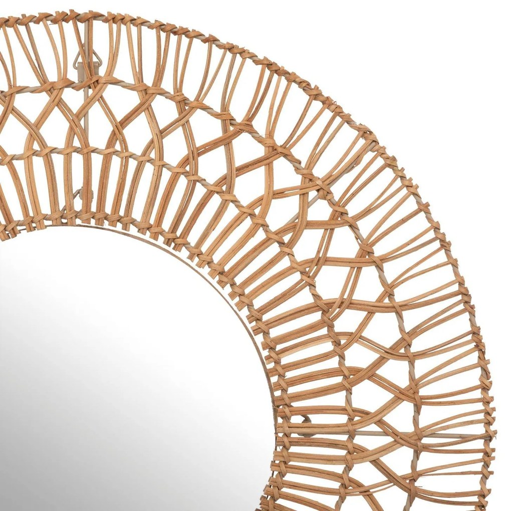 Lustro okrągłe Milou, w ramie z rattanowej plecionki, Ø 58 cm