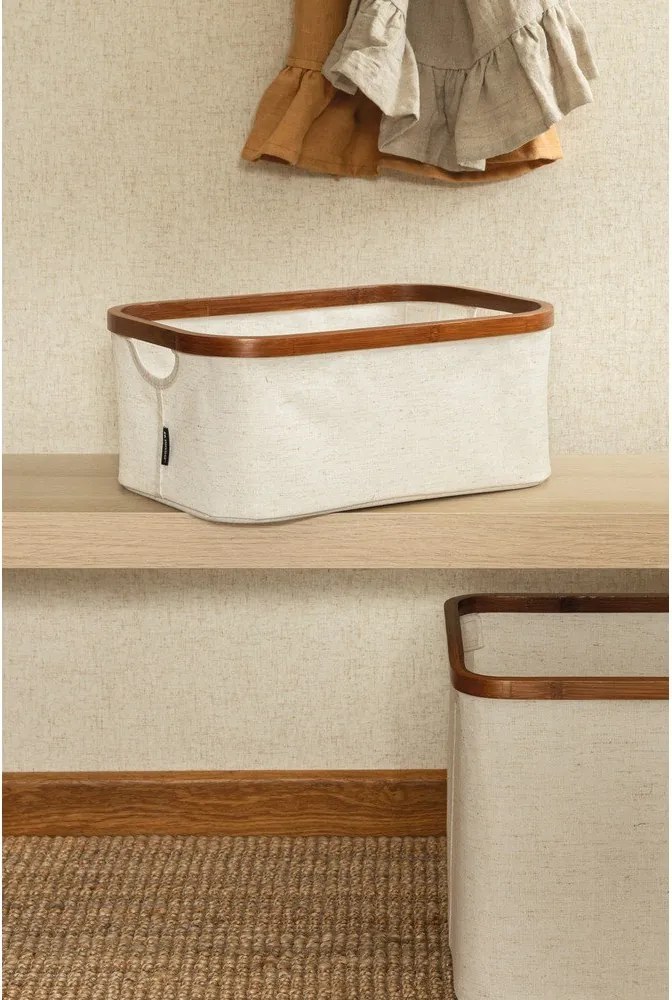 Kremowy tekstylny pojemnik 38x26x16 cm Bamboo/Linen – Bigso