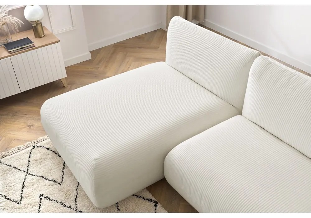 Biały sztruksowy narożnik (lewostronny) Lecomte – Bobochic Paris