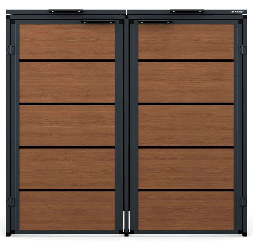 Zabudowa śmietnikowa 120L dwukomorowa, antracyt - orzech