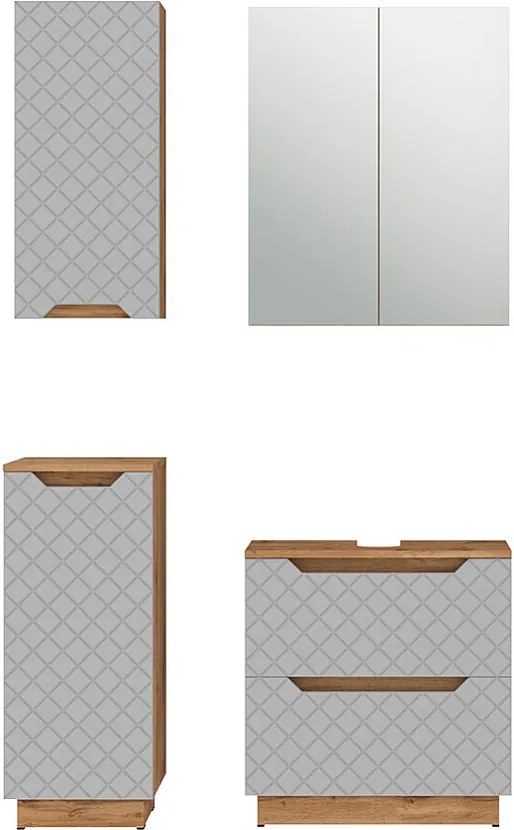 Zestaw mebli łazienkowych dąb/szary ze strukturą płytek 59.8x32x62.5 lotta