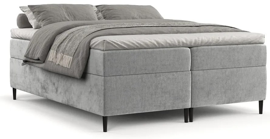 Szare łóżko boxspring ze schowkiem 180x200 cm Araya – Maison de Rêve