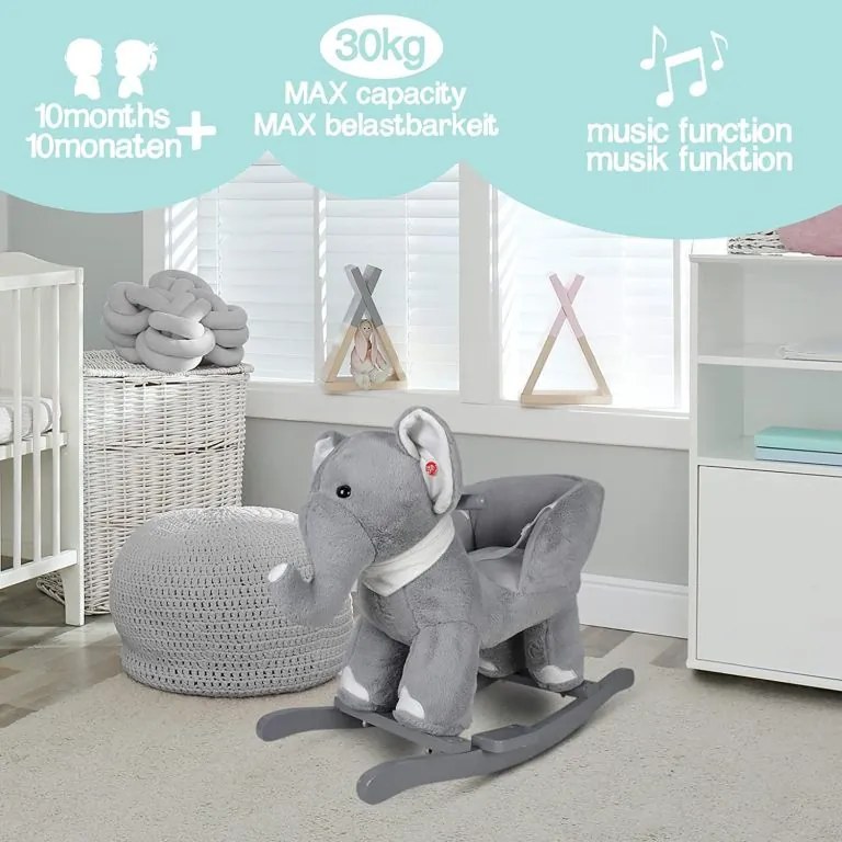 Pluszowy słoń na biegunach, 68 x 33 x 47 cm