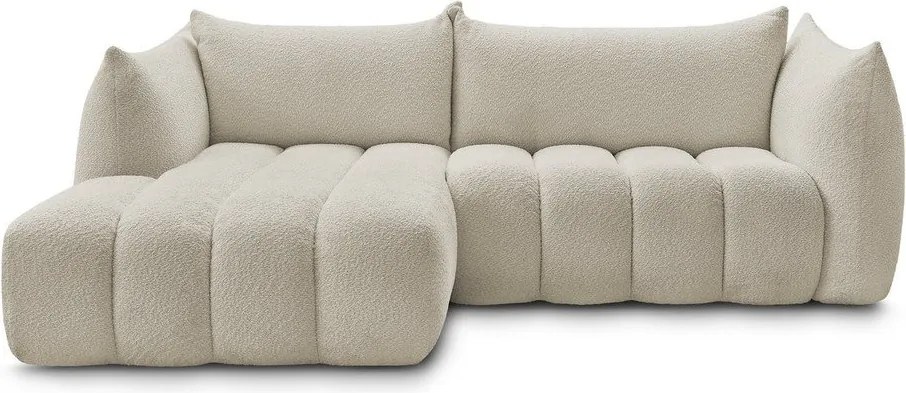 Beżowy narożnik z materiału bouclé (lewostronny/z szezlongiem) Azra – Bobochic Paris