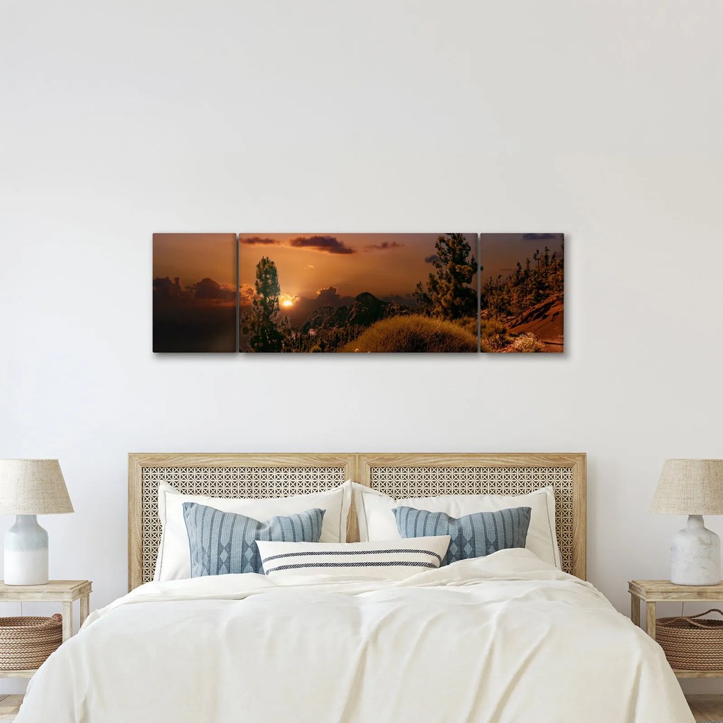 Obraz natury z zachodem słońca (170x50 cm)