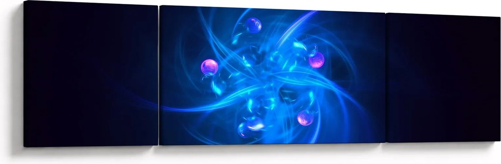 Nowoczesny obraz niebieskiej abstrakcji (170x50 cm)
